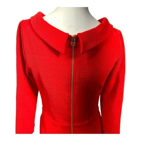 Boden Red Long Sleeve Knee-Length Sheath Dress - Picture 5 of 7